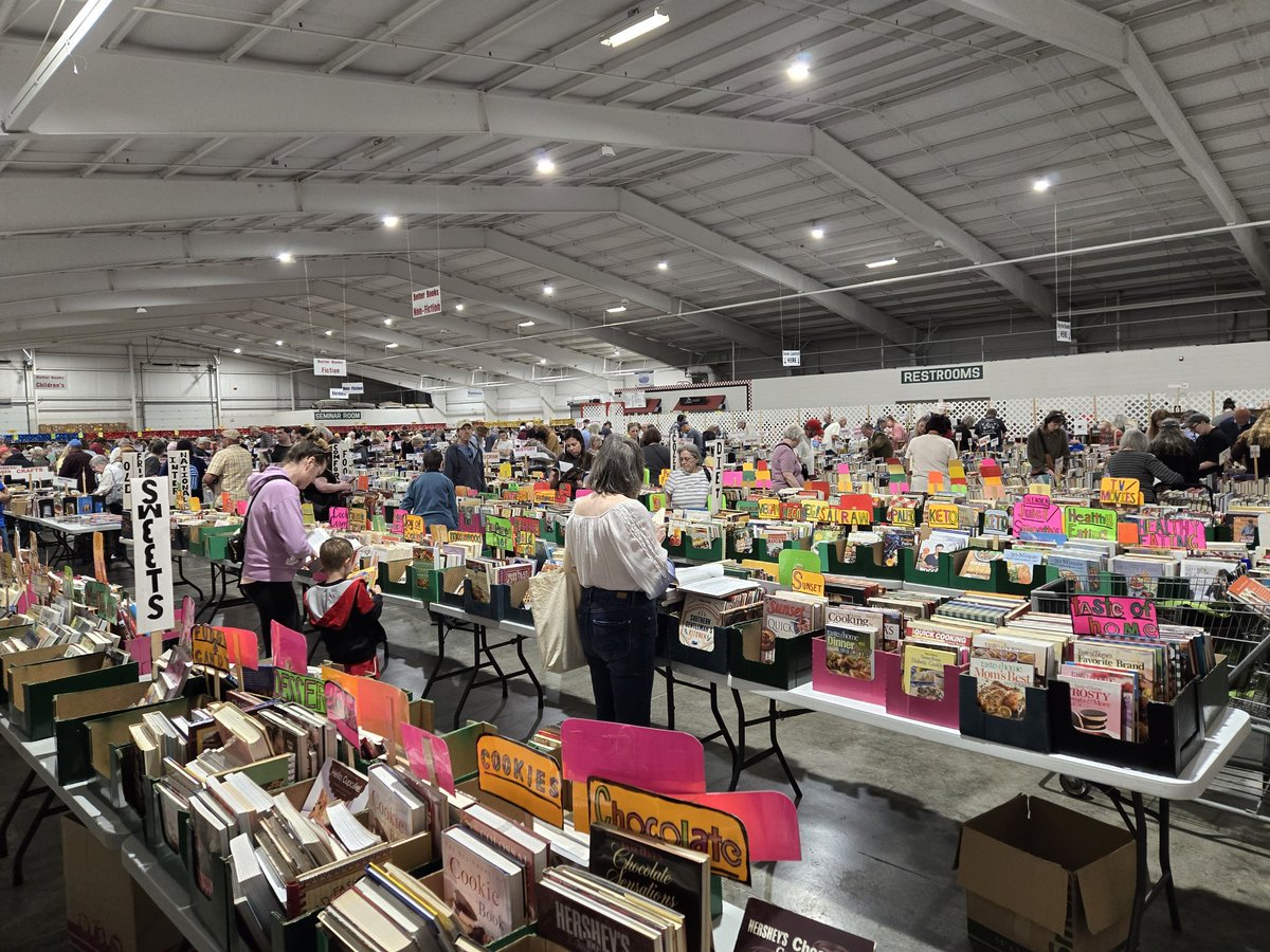 As I was leaving the massive Friends of the #Library #Book Sale, I ran into two women from church and chatted. I said I look for books from my favorite author. 
One of them replied, "I don't have to look for books from my favorite author. She delivers them to me" 
(She meant me!)