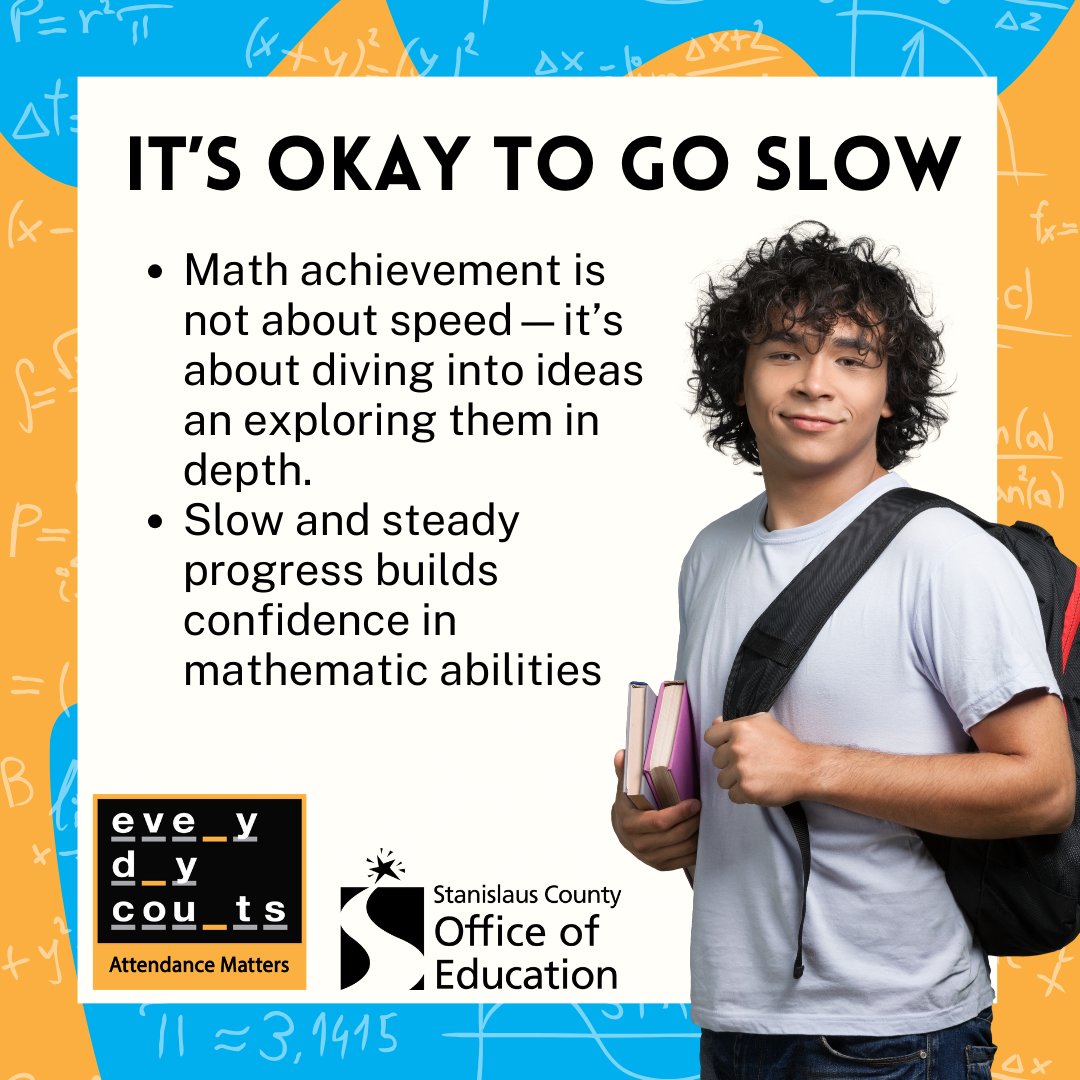 scoecomm's tweet image. Remember, you don&apos;t have to be speedy to be successful in math.  #EveryDayCounts #MathAwarenessMonth