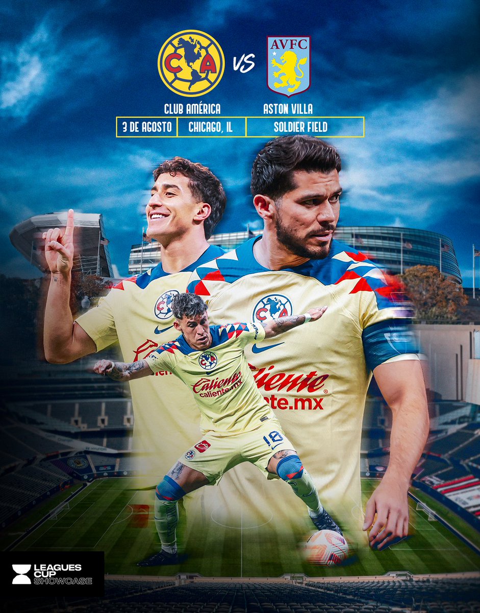 ¡El 3 de agosto tendremos un partido de históricos en el @LeaguesCup Showcase​! 🔥 ⚔️ Club América vs. @avfcofficial 🇺🇸 Chicago, Illinois 🏟️ Soldier Field Más información ℹ️ bit.ly/4ddrjRe