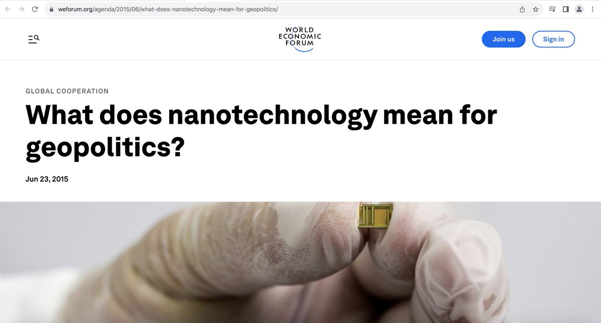 2015...

'The breakthroughs in nanomedicine will provide us with unprecedented control over the human body and will simultaneously raise social and ethical debates.'

What does nanotechnology mean for geopolitics?

weforum.org/agenda/2015/06…