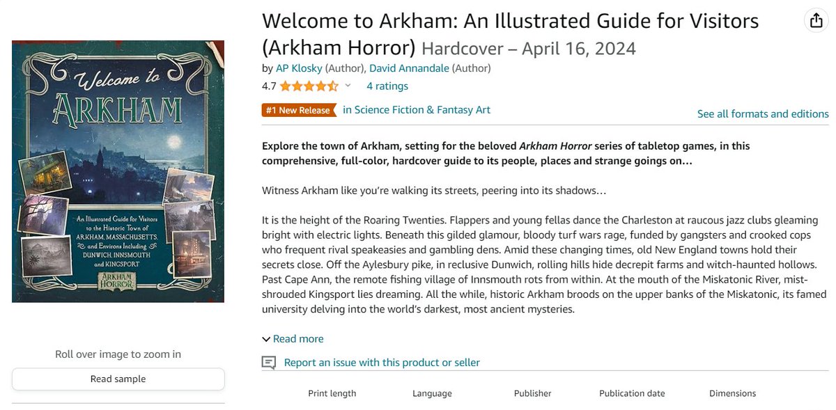 We are #1 on Amazon! Welcome to Arkham: An Illustrated Guide for Visitors is #1 in Sci Fi and Fantasy Art books on Amazon! amazon.com/Welcome-Arkham…