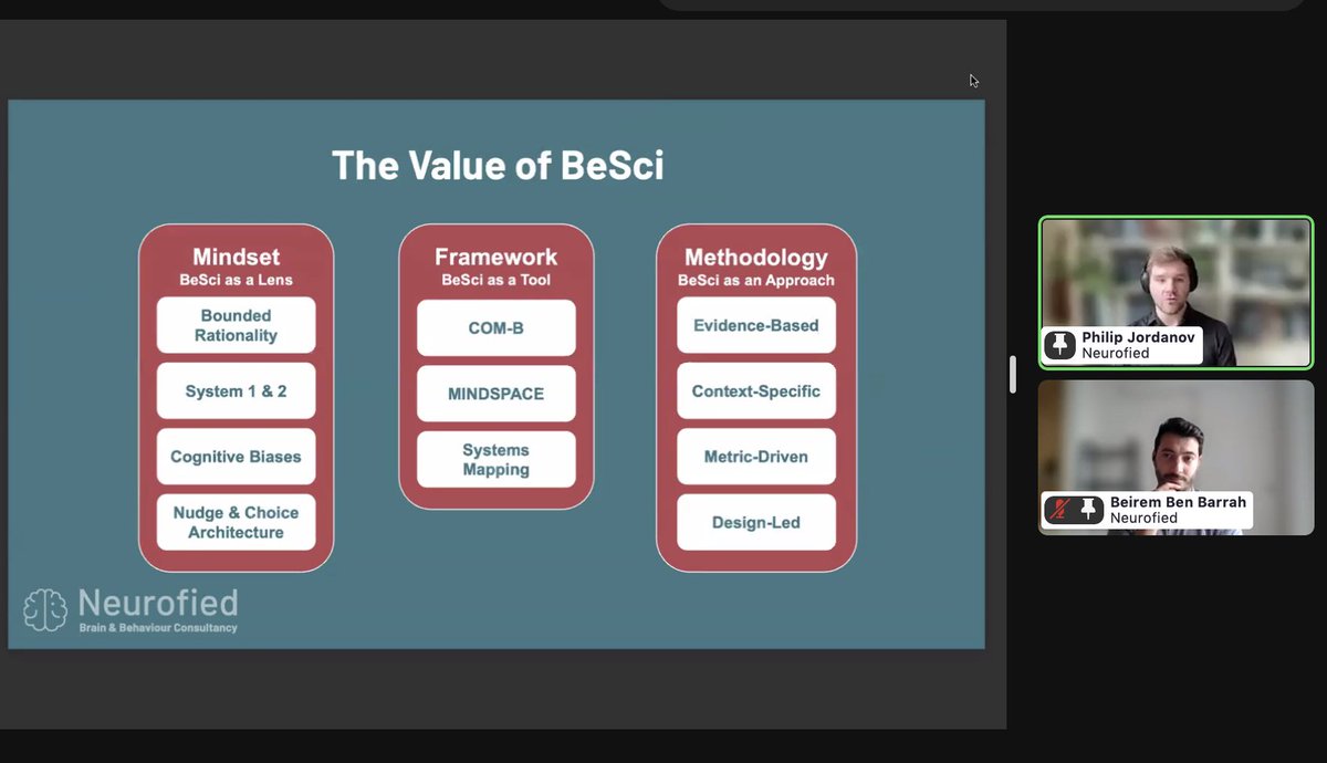 👏Thanks very much @PhilipJordanov and @beirembb at @neurofied for sharing practical and applicable #BehaviouralScience tools we can use in #ChangeManagement! 

📺ICYMI: youtu.be/N_SMcn72DMY

#BEARxBIOrgWebinar @dilipsoman