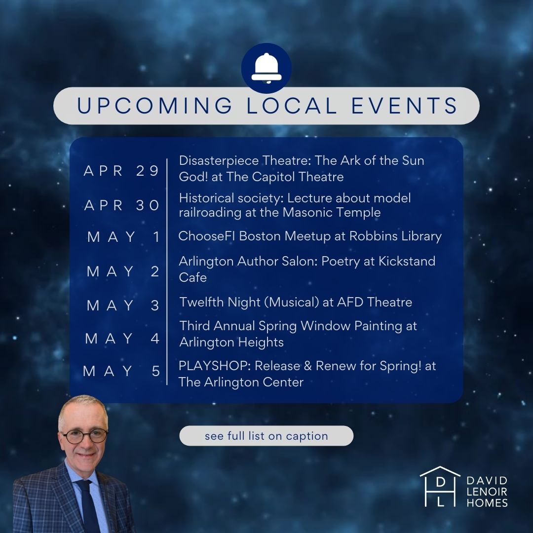 📅 Don't miss out on next week's local events in  the Greater Boston area! 
Tap the link below for more.
🌐davidlenoirhomes.com/about/local-ev…
#ArlingtonMA #DavidLenoirHomes #massachusetts #localevents #upcomingevents #thingstodoinmassachusetts  #realestate #davidlenoir #greaterboston