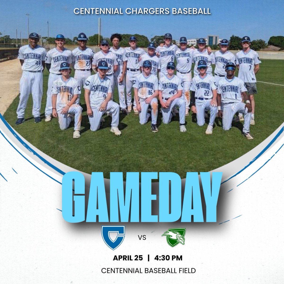Let's play two!   The Chargers Baseball team is set to host a doubleheader today with the Peoria Richwoods Knights.  First pitch at 4:30 PM.  #IfItAintBlueItAintTrue #FullyCharged