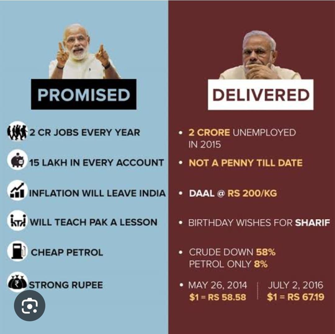 ArijitmINC's tweet photo. Promised &amp; Delivered Of Narendra Modi

Modi has promised lots of things before election but delivered nothing.

#JhoothaModi https://t.co/DzRyhmWntR