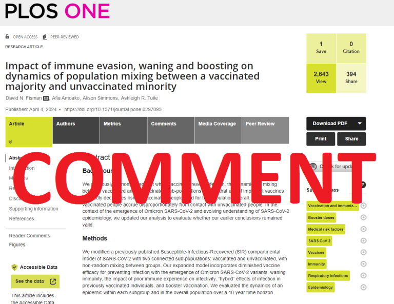 correlation-canada.org/comment-on-fis… NEW: Today's CORRELATION report by @josephmhickey and @denisrancourt proves that modeling claims by FISMAN ET AL. - based on an ad hoc mathematical construction (ψ) - that unvaccinated people contribute disproportionately (ψ-fold) to the infection risk of