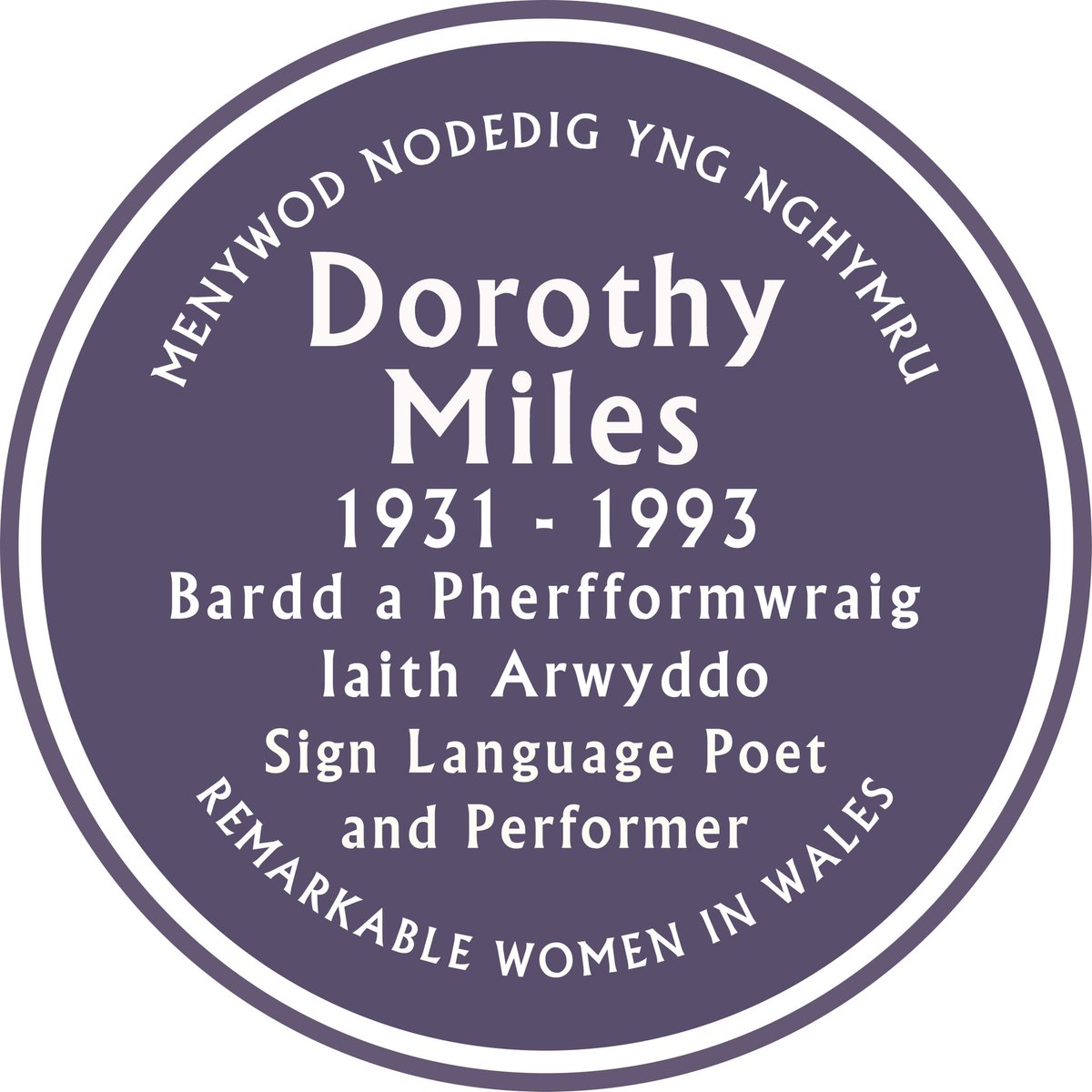 Purple_Plaques's tweet photo. Really looking forward to unveiling our 16th Purple Plaque tomorrow in Rhyl. Dorothy Miles was a truly remarkable woman: a sign language poet and performer whose achievements deserve to be known in the hearing world (she's already very well known in the deaf community) https://t.co/FTl0qYl1Uh