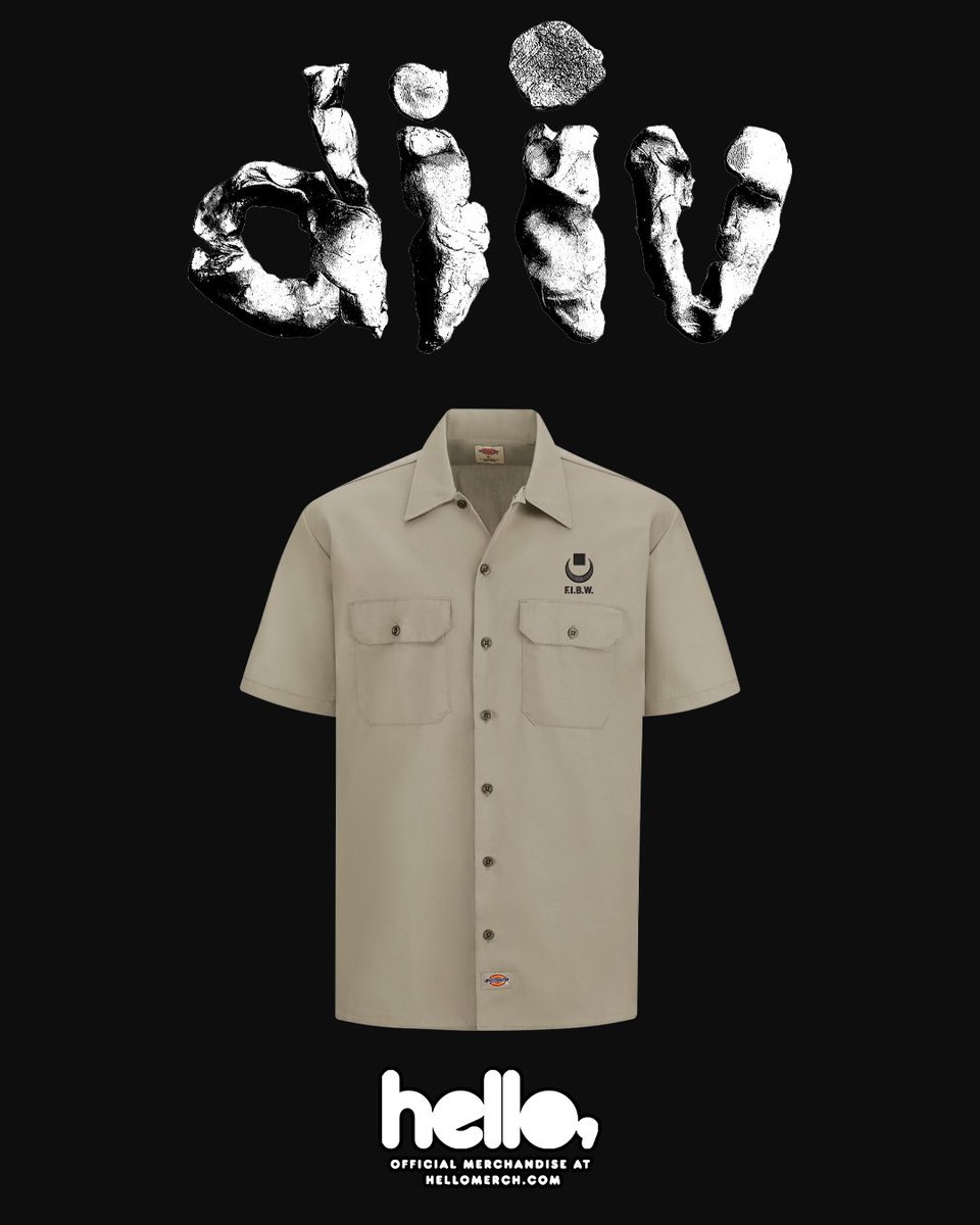 Pre-order NEW FIBW Lockup Embroidered Work Shirt from @DIIV today! 🔥 Limited To 50 Worldwide, they’re never getting printed again! hellomerch.com/collections/di…