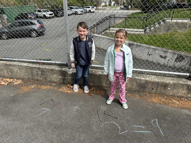 KR taking our math lesson outside on this beautiful day!