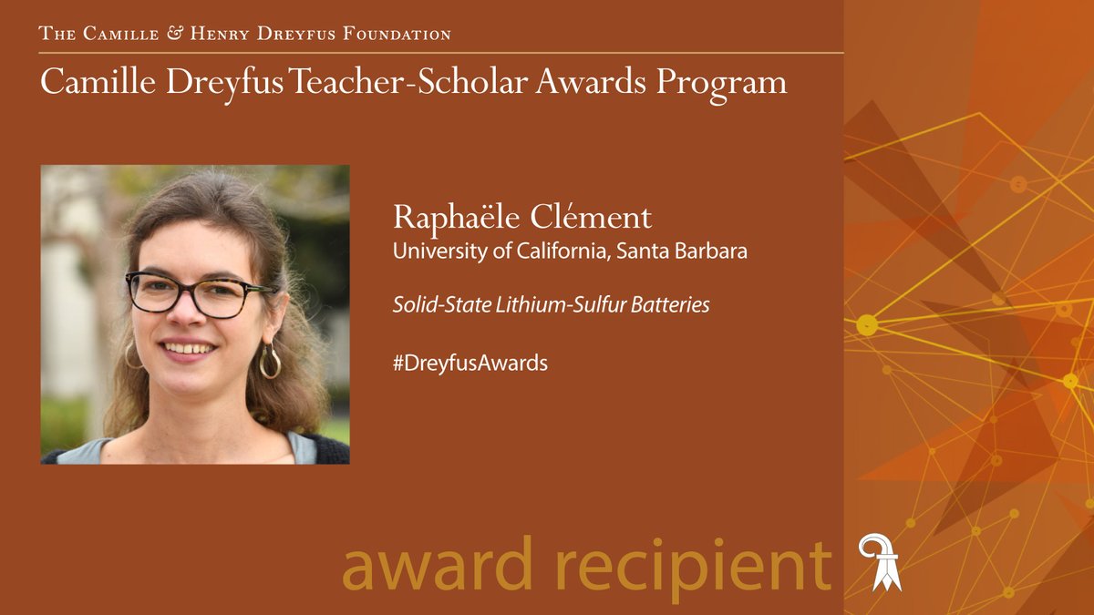 Congratulations to Dr. Raphaële Clément, @ucsantabarbara, for being named a 2024 Camille Dreyfus Teacher-Scholar! @ClementGroupSB #DreyfusAwards