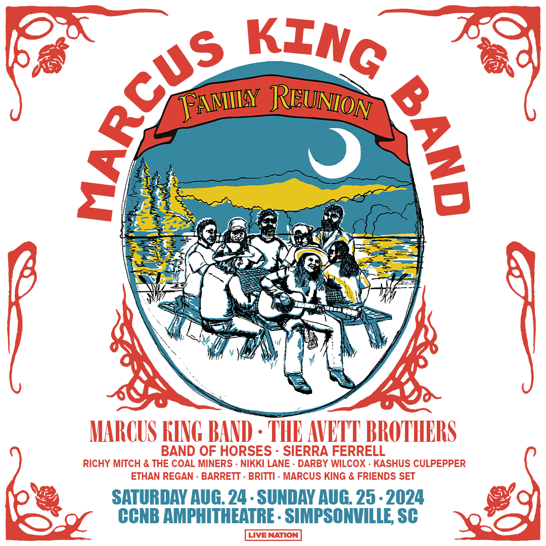 Excited to join @realmarcusking, @theavettbros, and @bandofhorses at Marcus' family reunion this August in South Carolina! 

Pre-sale goes live April 29 at 10 am ET with code FAMILY. General on-sale begins May 3.

ticketmaster.com/event/2D006090…