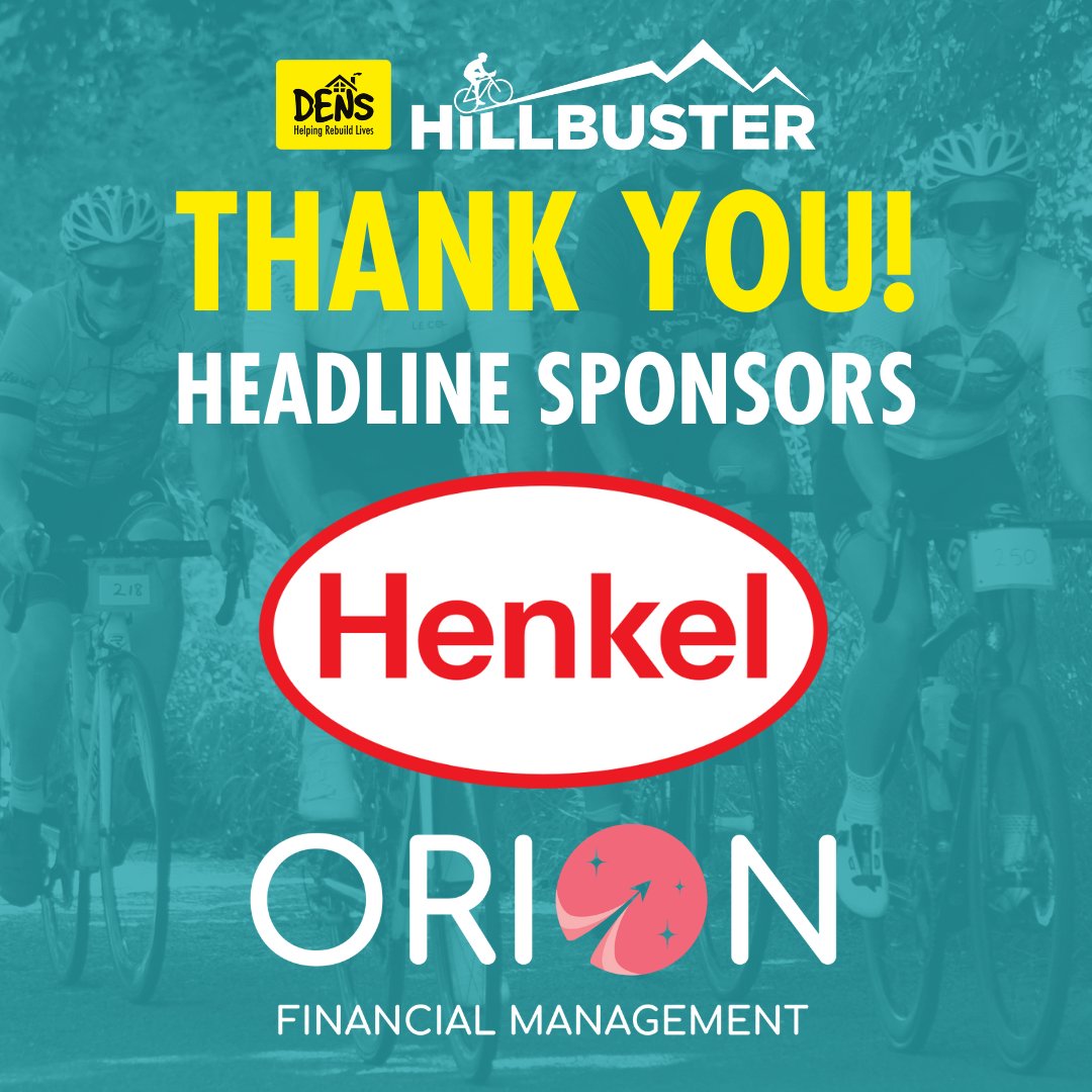 A huge thank you to Orion Financial Management and @Henkel 💛 Your backing has been essential to help us organise such an important event in our fundraising calendar 🚴‍♂️ We couldn't do it without you! 🤩