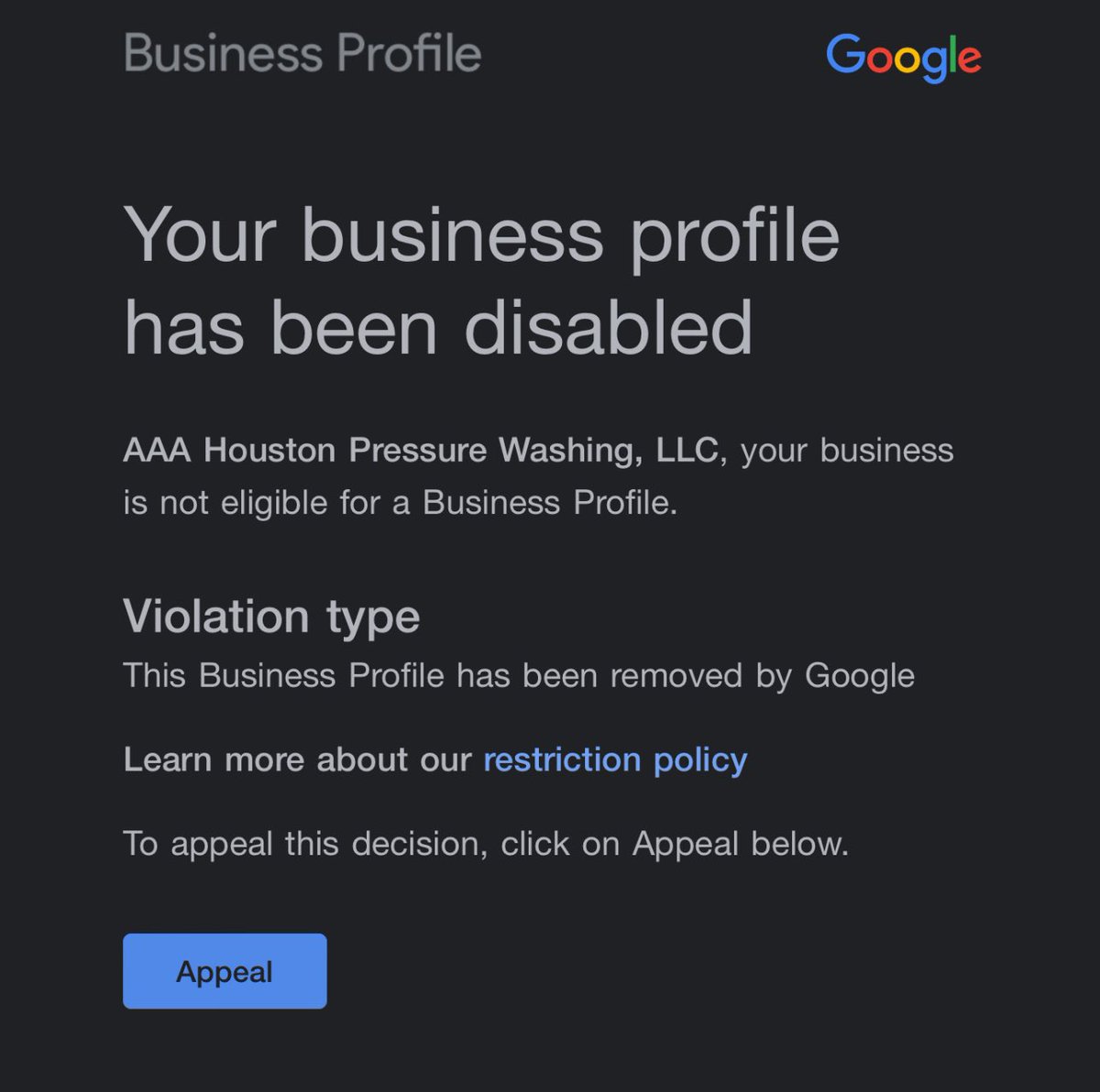'Hey @Google, after 14 years of a solid business profile, why the sudden removal? I've provided all legit documentation, yet no reinstatement. What gives? #GoogleMyBusiness #HelpNeeded'