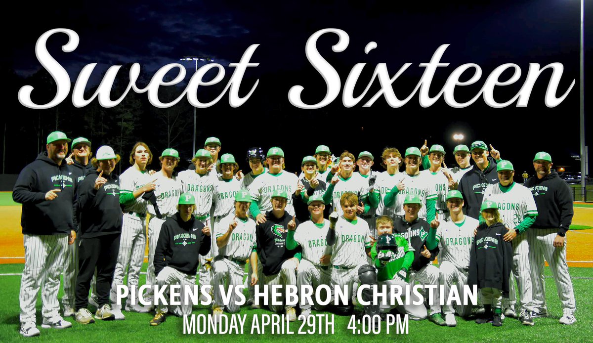 Make plans to joing us Monday April 29th at 4:00 and 7:30 as the Dragons take on Hebron Christian in the Sweet Sixteen of the GHSA State Playoffs.  Get your tickets on Go Fan today.  gofan.co/app/school/GA5…