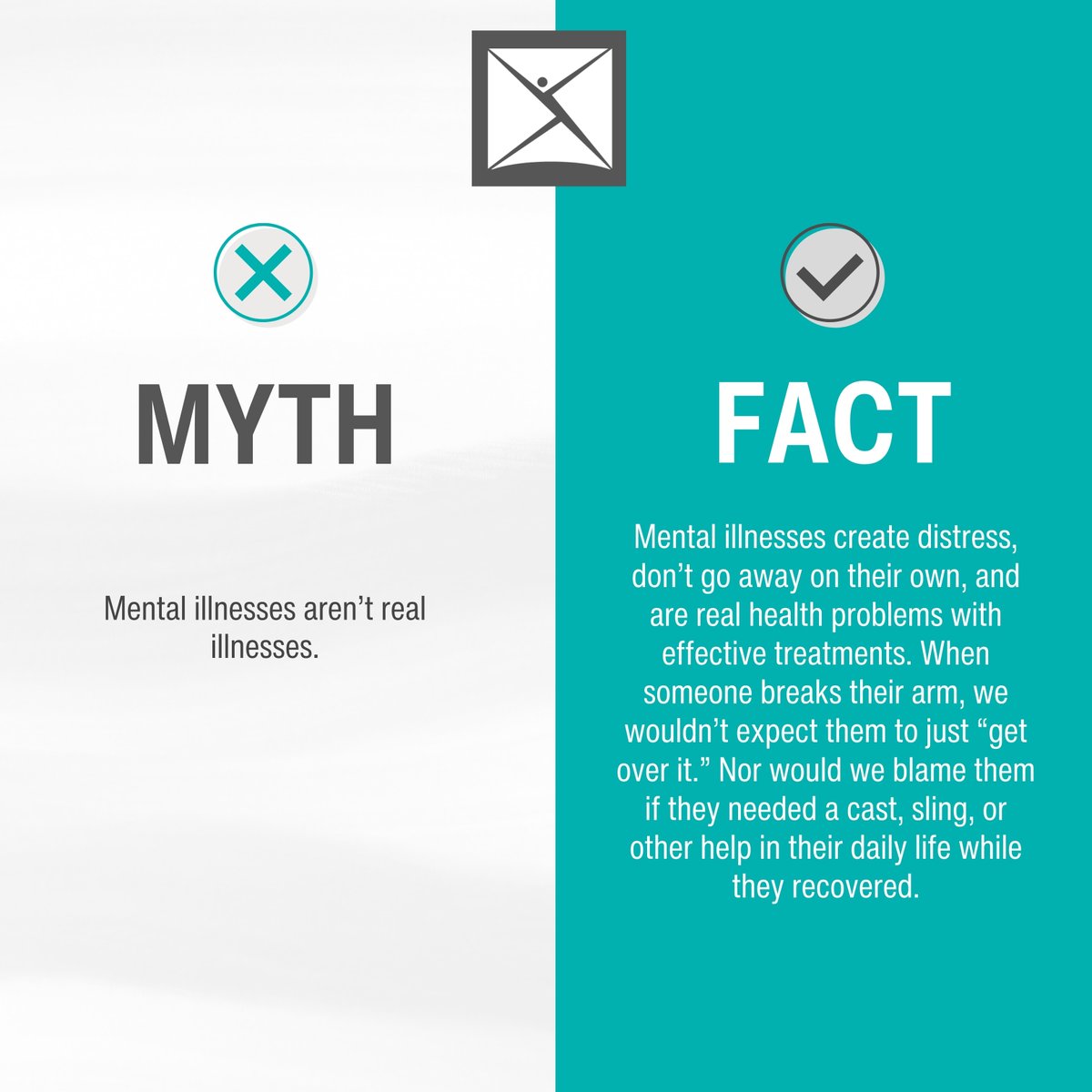 Mental illnesses are REAL and deserve our understanding and support. Just like a broken arm, they create distress and need proper care. It's time to break the stigma and embrace effective treatments. 

#CMHAEdmonton #mentalhealth #mentalhealthfacts #mentalhealthmyths