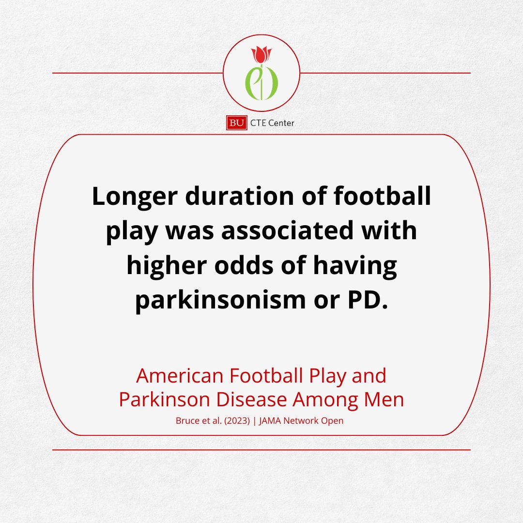 As we close out Parkinson's Awareness Month, learn more about our research on Parkinson's disease, traumatic brain injuries, and repetitive head impacts. #BUCTE #ParkinsonsAwarenessMonth (1/2)