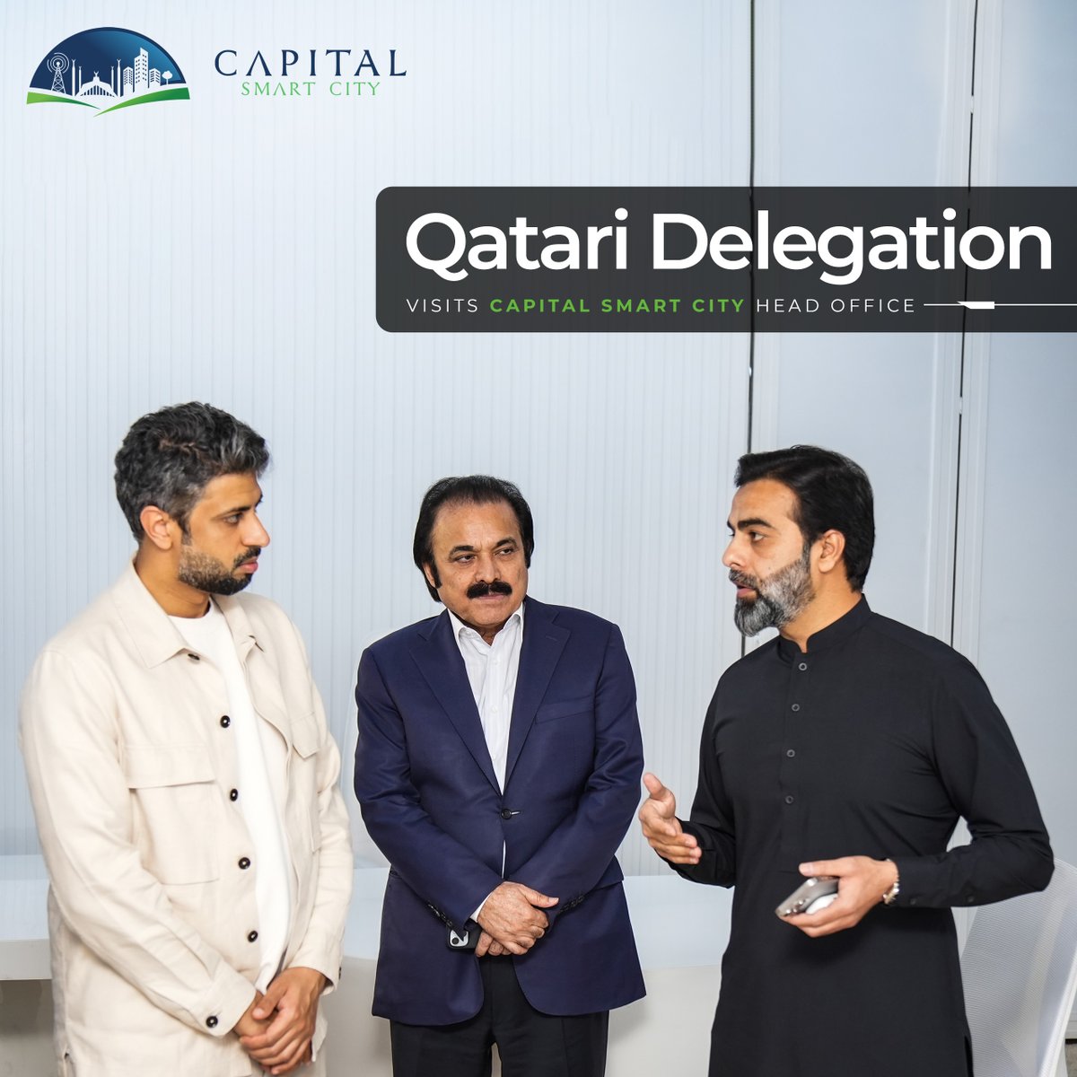 Delighted to welcome the esteemed #Qataridelegation to our F11 Office! Director of Sales and Marketing, Mujeeb Ahmed Khan, alongside Chairman FDHL, Zahid Rafiq, extended a gracious reception to our esteemed guests. #SmartCity #CapitalSmartCity #Qatar