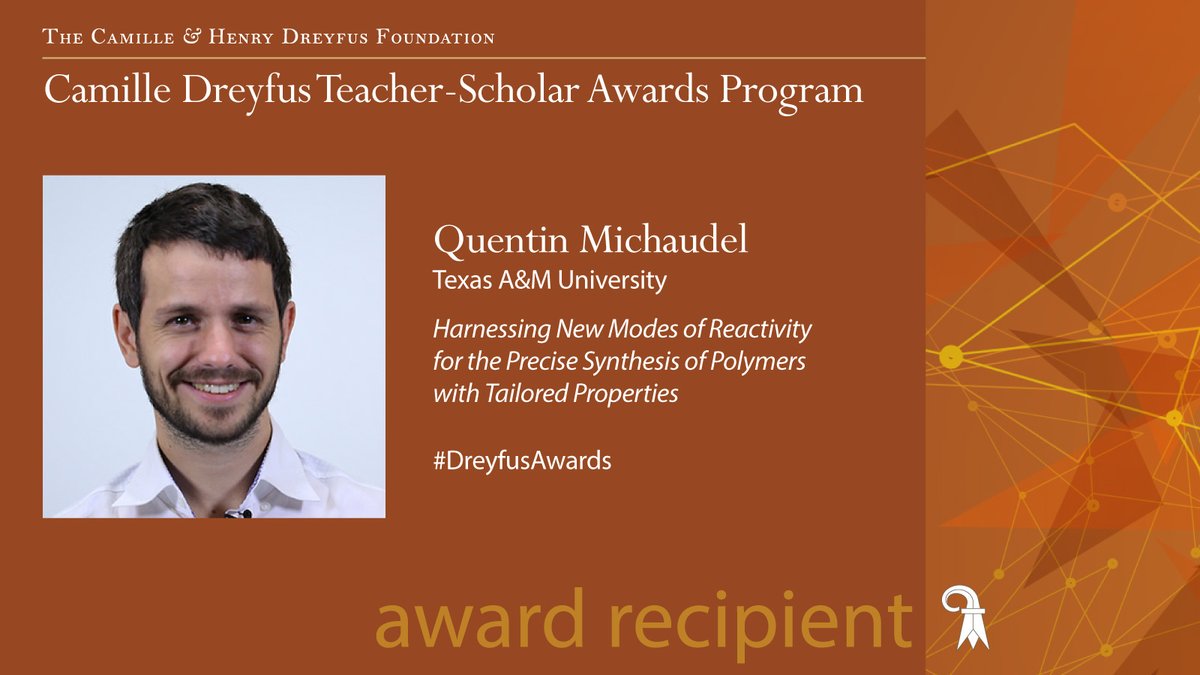 The Camille and Henry Dreyfus Foundation (@dreyfusfndn) on Twitter photo Congratulations to Dr. Quentin Michaudel (<a href="/q_michaudel/">Quentin Michaudel</a>), <a href="/TAMU/">Texas A&M University</a>, for being named a 2024 Camille Dreyfus Teacher-Scholar! <a href="/MichaudelLab/">Michaudel Lab</a> <a href="/TAMUChemistry/">Chemistry Department</a> #DreyfusAwards Congratulations to Dr. Quentin Michaudel (<a href="/q_michaudel/">Quentin Michaudel</a>), <a href="/TAMU/">Texas A&M University</a>, for being named a 2024 Camille Dreyfus Teacher-Scholar! <a href="/MichaudelLab/">Michaudel Lab</a> <a href="/TAMUChemistry/">Chemistry Department</a> #DreyfusAwards