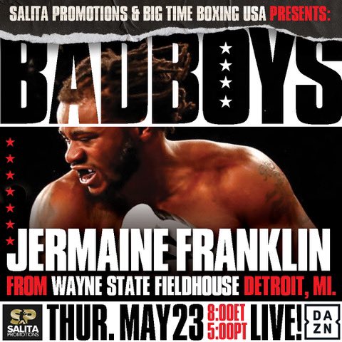 World Rated Heavyweight Contender Jermaine Franklin Jr back in action March 23rd from the Wayne State Fieldhouse in #Detroit live on @DAZNBoxing #BigTimeBoxingUSA