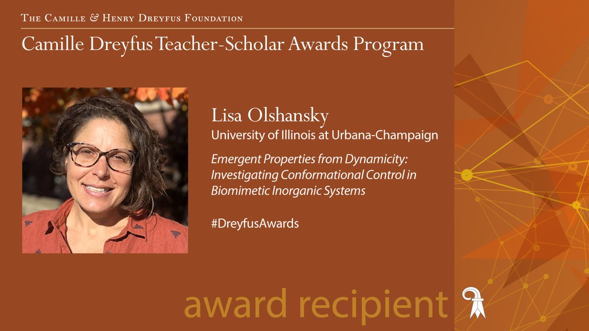 Congratulations to Dr. Lisa Olshansky, @UofIllinois, for being named a 2024 Camille Dreyfus Teacher-Scholar! @OlshanskyLab @ChemistryUIUC #DreyfusAwards