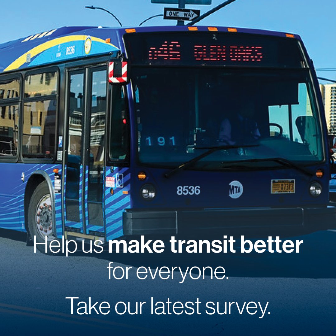Bus riders, now's your chance to make your voice heard with our Customers Count survey 🚌 Let us know how we're doing: mta.info/survey