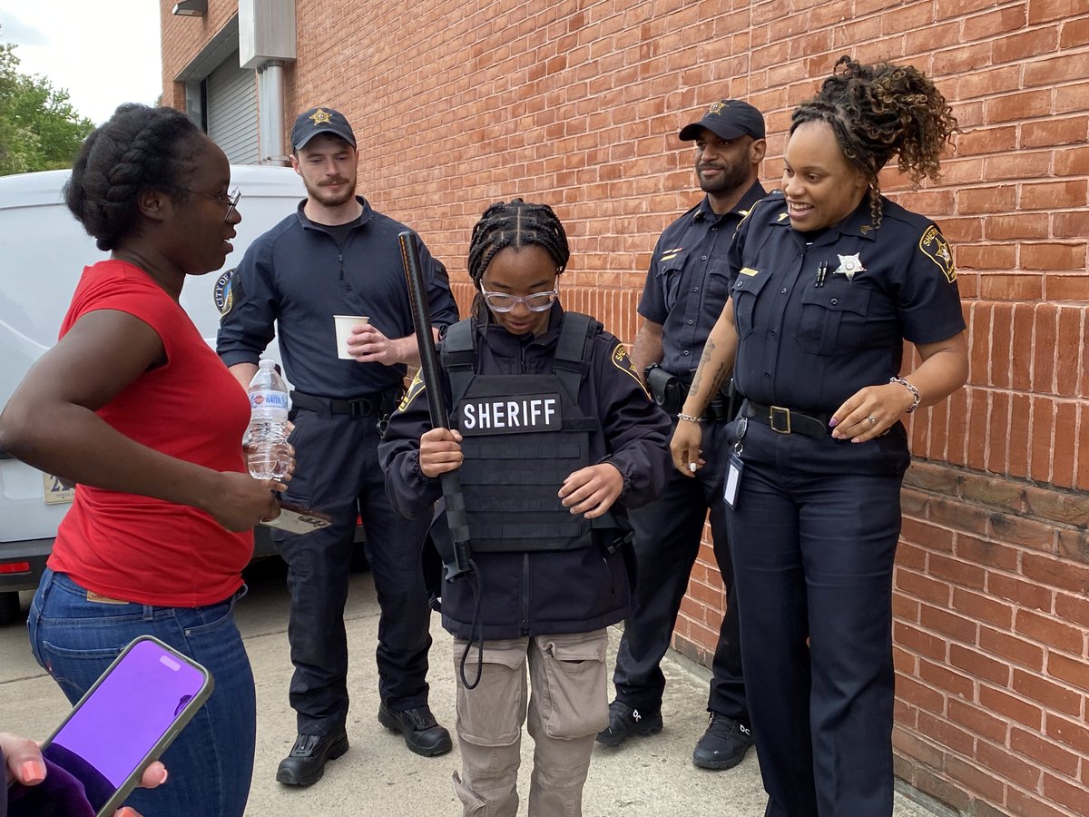 Kids are enjoying demonstrations and hands on activities at Take Your Child to Work Day. After lunch, they'll visit the jail and courthouse.