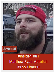 SeditionHunters's tweet photo. Matthew Ryan Matulich #ToolTimePB ARRESTED https://t.co/GuPJd04RYg
