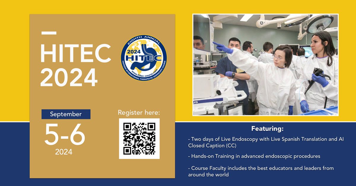 #HITEC2024 registration is NOW OPEN! Scan the QR code below to secure your spot to join us in #Baltimore this September. We hope to see you there! #endoscopy #gastroenterology @ASGEendoscopy @HopkinsGIHep @HopkinsMedicine @HopkinsCME @SNgamruengphong