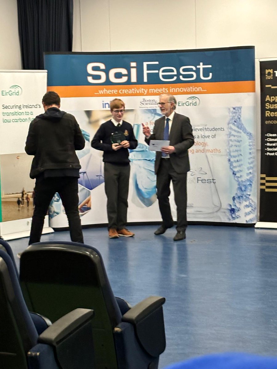 Thrilled to announce Robert Mc Sweeney's (TY) win at @SciFest today! His research on Irish & Norwegian road fatalities earned 1st place out of 62 entrants. Heading to the National Finals in October! 🏆 #SciFest #RoadSafety #ResearchExcellence #RockwellPride