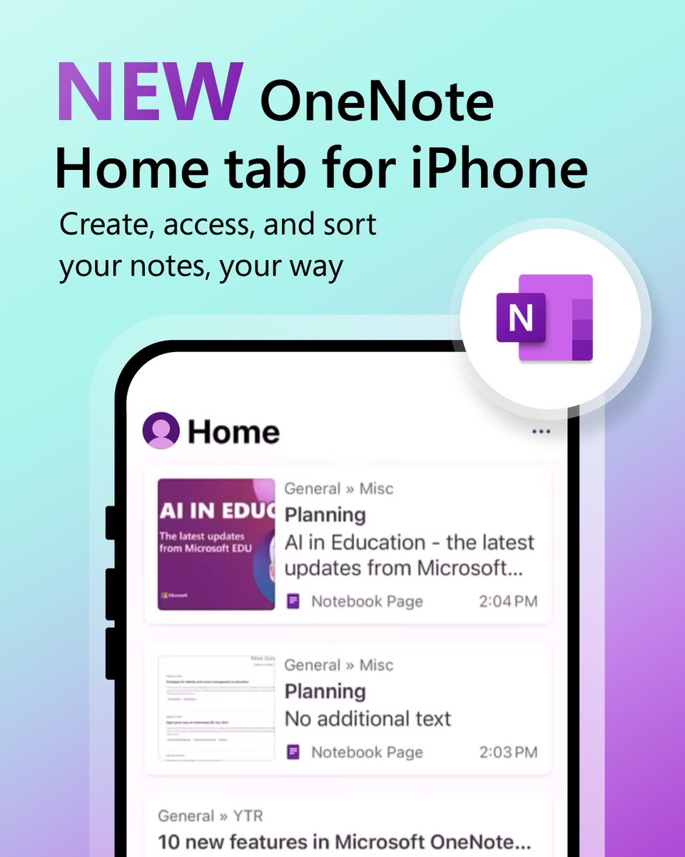 Whether you're jotting down essay ideas or snapping a photo of lecture notes, you can do it all with a simple tap on the Home tab. Get an overview of the new #OneNote Home tab for iPhone and how it helps boost organization. Out now: msft.it/6012YGK3E #HigherEd
