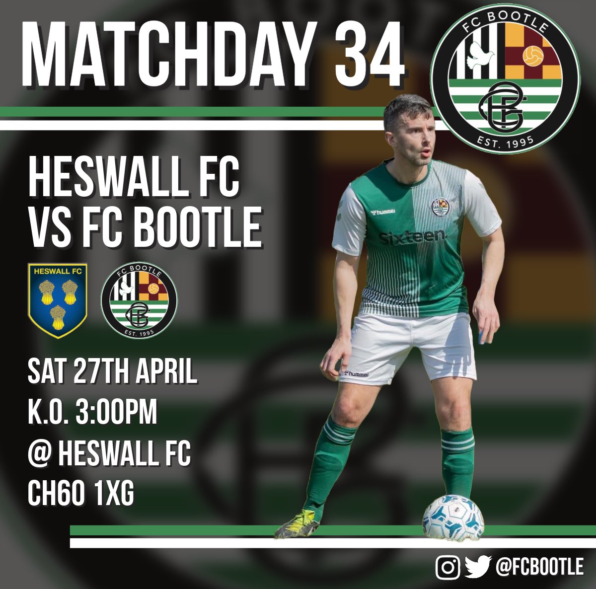 Next match… We travel to @HeswallFC_ this Saturday for our penultimate fixture of the season. Should be a good one. Come down and support the lads 💚