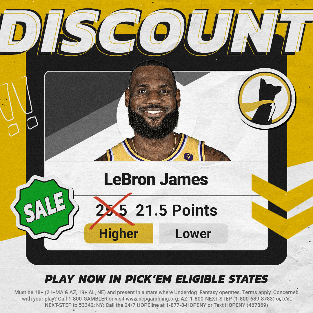 It's Draft Day, so we're discounting former #1 Overall Picks ✍️ All 5 Points Discounts available until 4pm. Use ONE in-app, the choice is yours! Kyrie - 24.5 ➡️ 20. 5 LeBron - 25.5 ➡️ 21.5 Banchero - 23.5 ➡️ 19.5 Anthony Davis - 25.5 ➡️ 21.5 Anthony Edwards - 24.5 ➡️ 20. 5