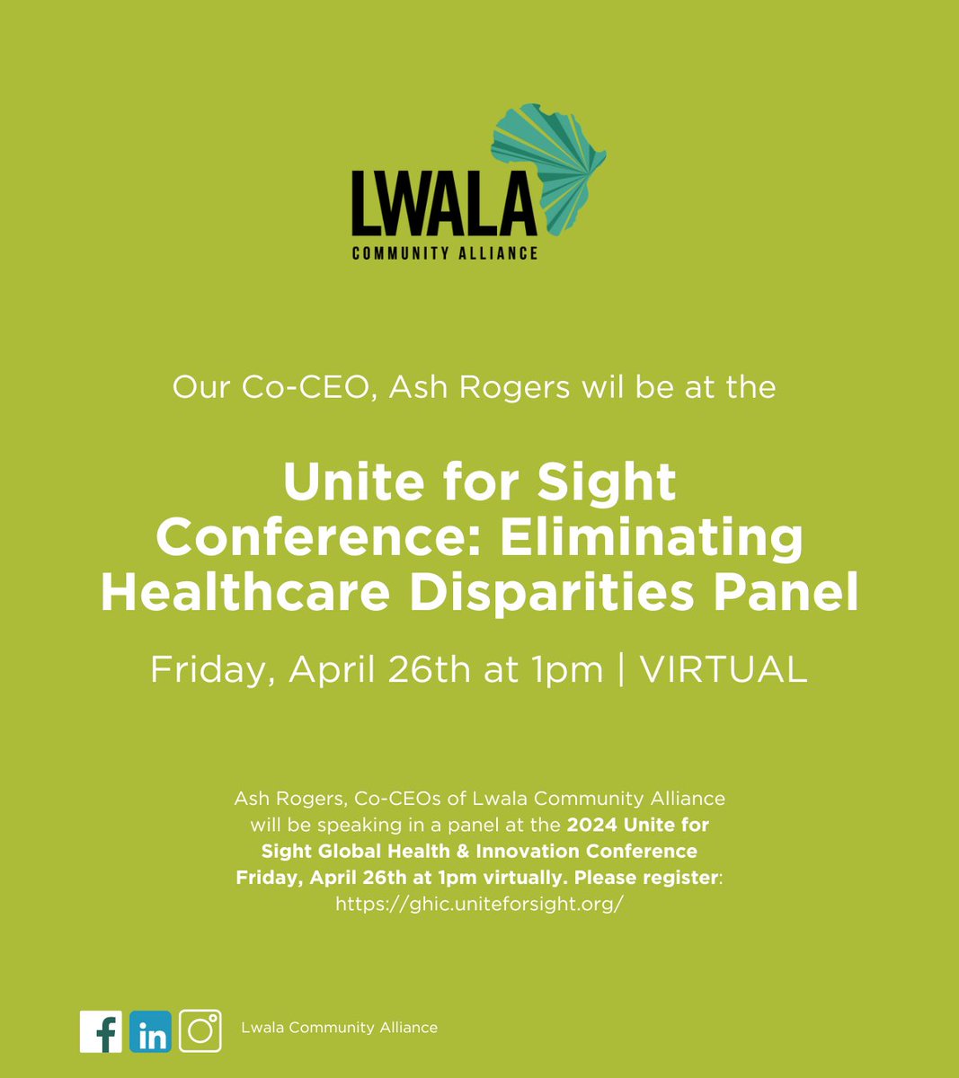 Coming up at the @uniteforsight Conference: our Co-CEO @AshRogers1734 joins partners from @DtreeInt , @Fistula_Fdtn, @AriadneLabs, @harvardmed in a panel focused on eliminating disparities in global health. Friday, April 26th at 1pm. Register here: ghic.uniteforsight.org/schedule