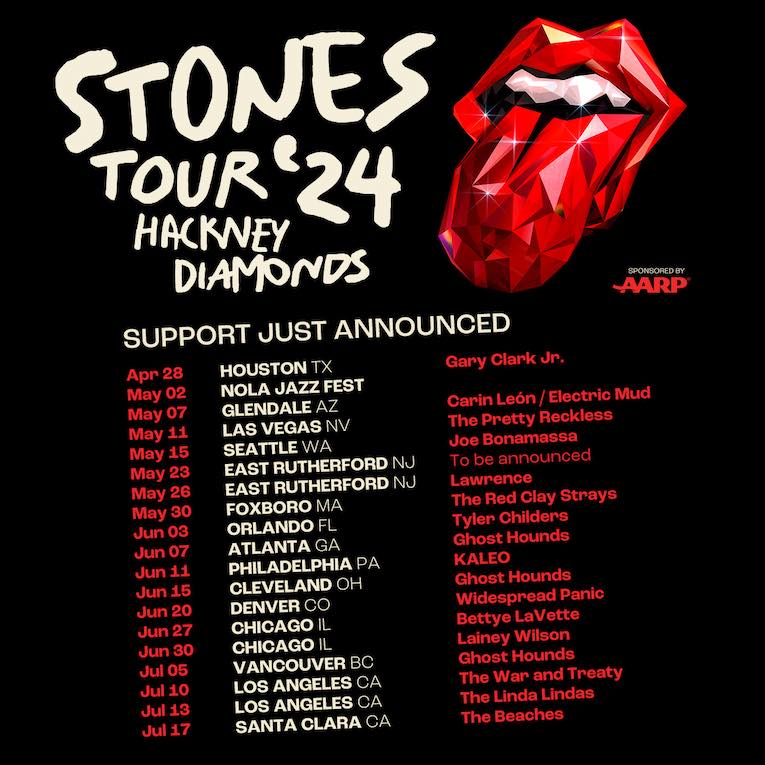 The Rolling Stones Announce Opening Acts For their tour ’Stones Tour '24 Hackney Diamonds’ incl. Gary Clark Jr., Electric Mud, Ghost Hounds, Widespread Panic, Joe Bonamassa, & more. See it here. rockandbluesmuse.com/2024/04/25/the… #TheRollingStones