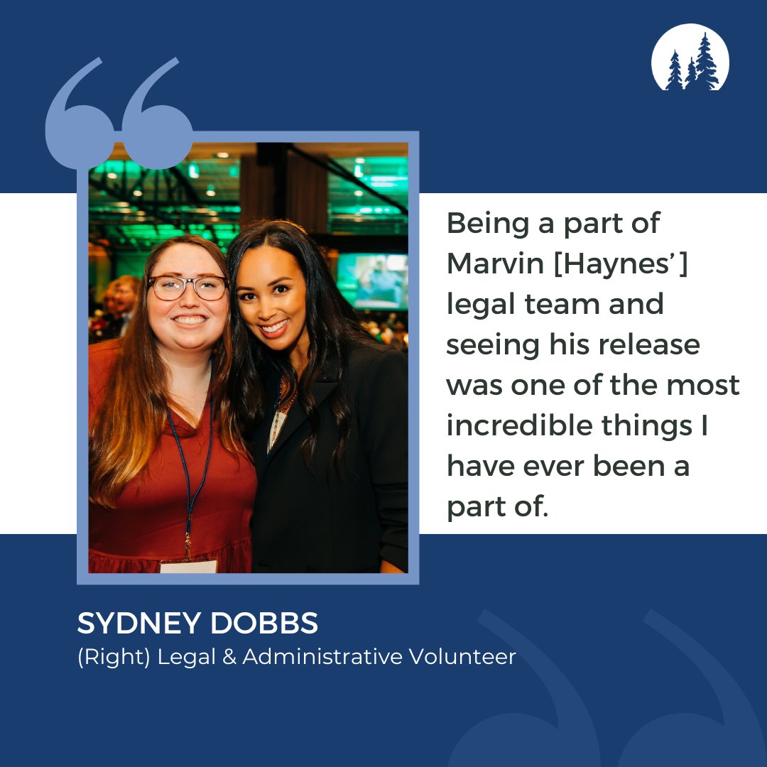 Sydney Dobbs is an admin volunteer who stepped in as a legal assistant during exonerated client Marvin Haynes' evidentiary hearing. She provided valuable support to Marvin's legal team as they represented Marvin and fought for his freedom. Thank you! #VolunteerAppreciationWeek