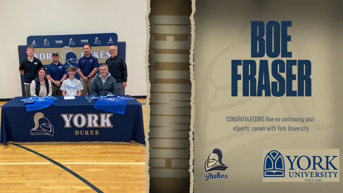 Congrats to Boe Fraser on signing a letter of intent to compete in eSports at York University. Best of luck at the next level, Boe. #yorkdukes