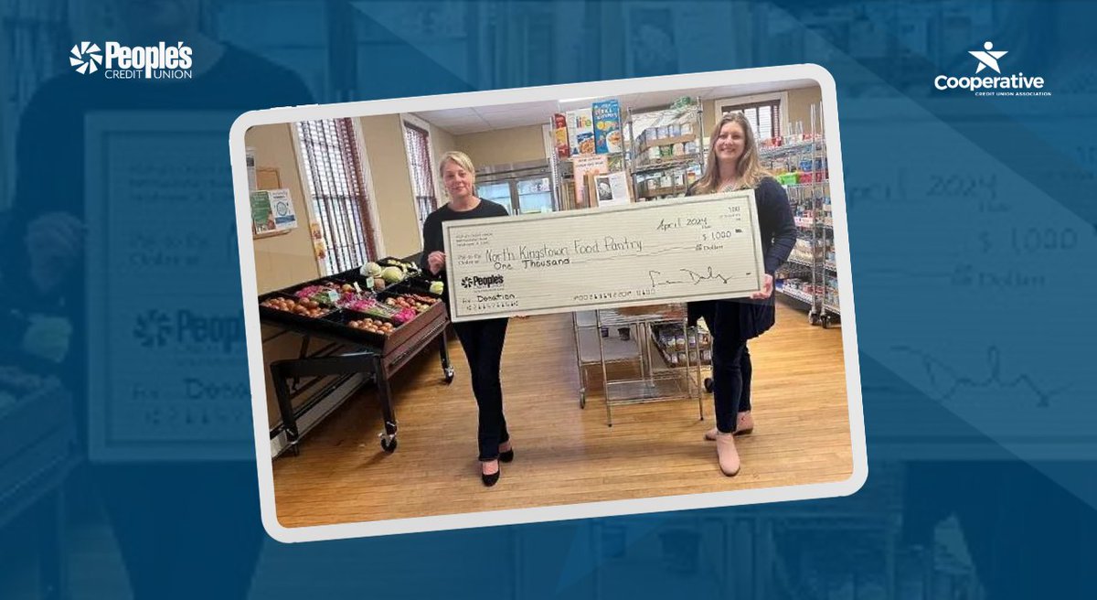 #ThankfulThursday: CCUA member, @PeoplesCU recently made a #donation to the North Kingstown Food Pantry in support of its commitment to creating a #community where no one goes hungry. This is the #credituniondifference!

#coopdifference #membershippride