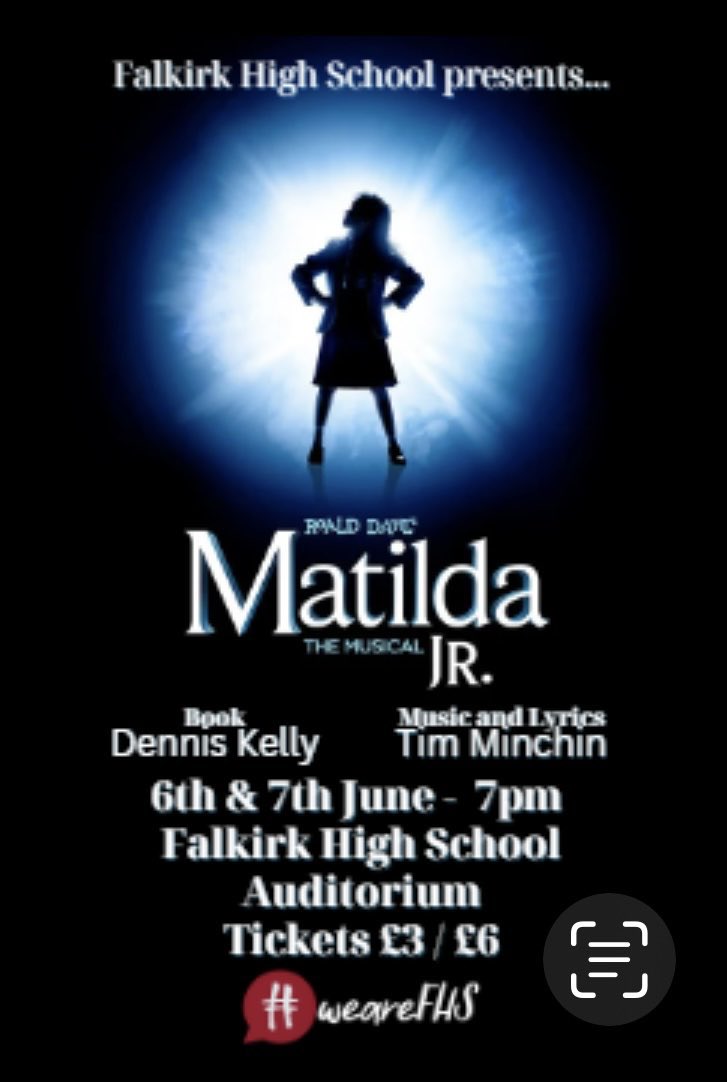 Buzzing to share the official poster for this year’s <a href="/FalkirkHigh/">Falkirk High School</a> school show #matilda. Our exceptional young people are working so hard, it’s going to be the best one yet! #weareFHS #weareambitious