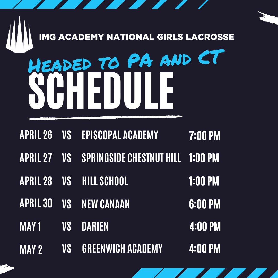 IMGALacrosse's tweet photo. 13th ranked IMG Academy Girls National Lacrosse is on the road to finish out the 2024 season #rootforeachother 💪💙 https://t.co/yU7QnMLgry