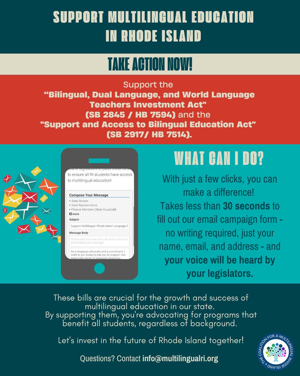 MultilingualRI's tweet photo. In less than 30 seconds, YOU can make a difference! Take action NOW & help shape the future of multilingual education in our state: https://t.co/70jqujLGwu
#MultilingualEducation #CMRI #MultilingualRI https://t.co/0972pvZMu3