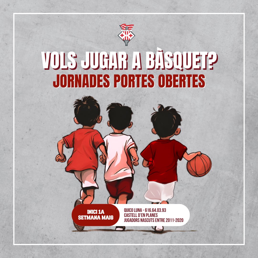 Vols jugar a bàsquet? ⛹️‍♂️ Has nascut entre 2011-2020? Vine a les jornades de portes obertes del Club Bàsquet Vic 🔴⚪ Vine a provar sense compromís! 📲 Quico Luna - 616.64.03.93 🗓️ 1a setmana de maig 📍 Castell d'En Planes (Carrer de Montesquiu, 14, Vic) #BàsquetVic #VicActivat