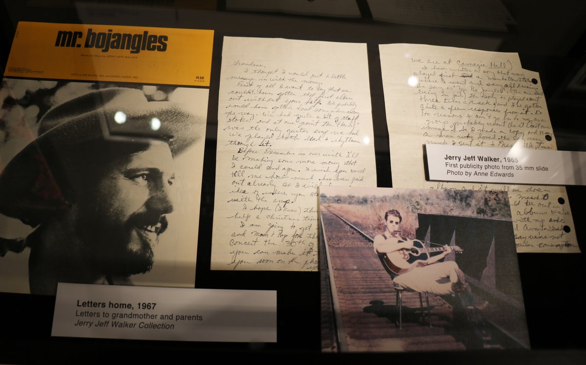 Letters home 1967: A young Jerry Jeff Walker writes home to his family about being a traveling musician and a new song he has written titled, 'Mr. Bojangles.' on display now! #JerryJeffWalker #VivaTerlingua #TheWittliff #TXST
