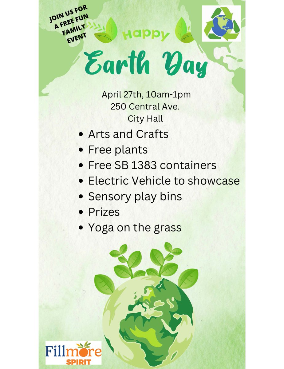 Don't forget to join us this Saturday, April 27th for our Earth Day Event at City Hall‼️🌱🌏 10am-1pm #free#fun#familyevent