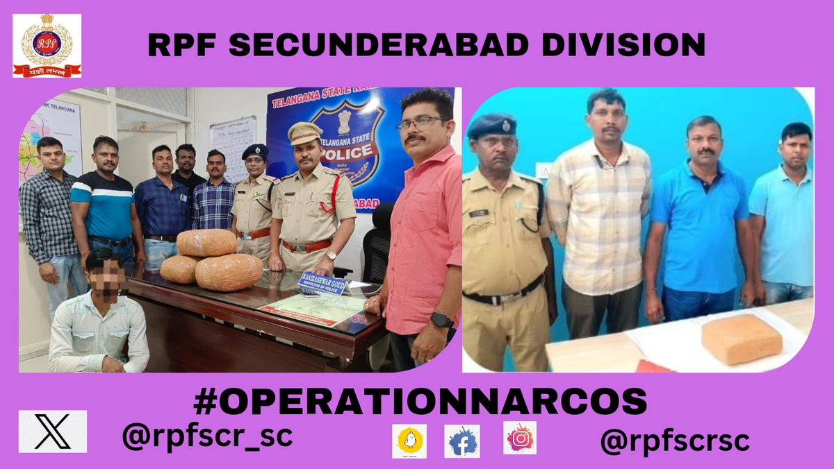 #OperationNarcos: #RPF/SC Division swiftly apprehended one person with 10 kg marijuana at Secunderabad and seized 03 kg more unclaimed at Vikarabad, totaling 13 kg worth Rs. 3,25,000, demonstrating their resolute dedication to combat drug trafficking and uphold the rule of law.