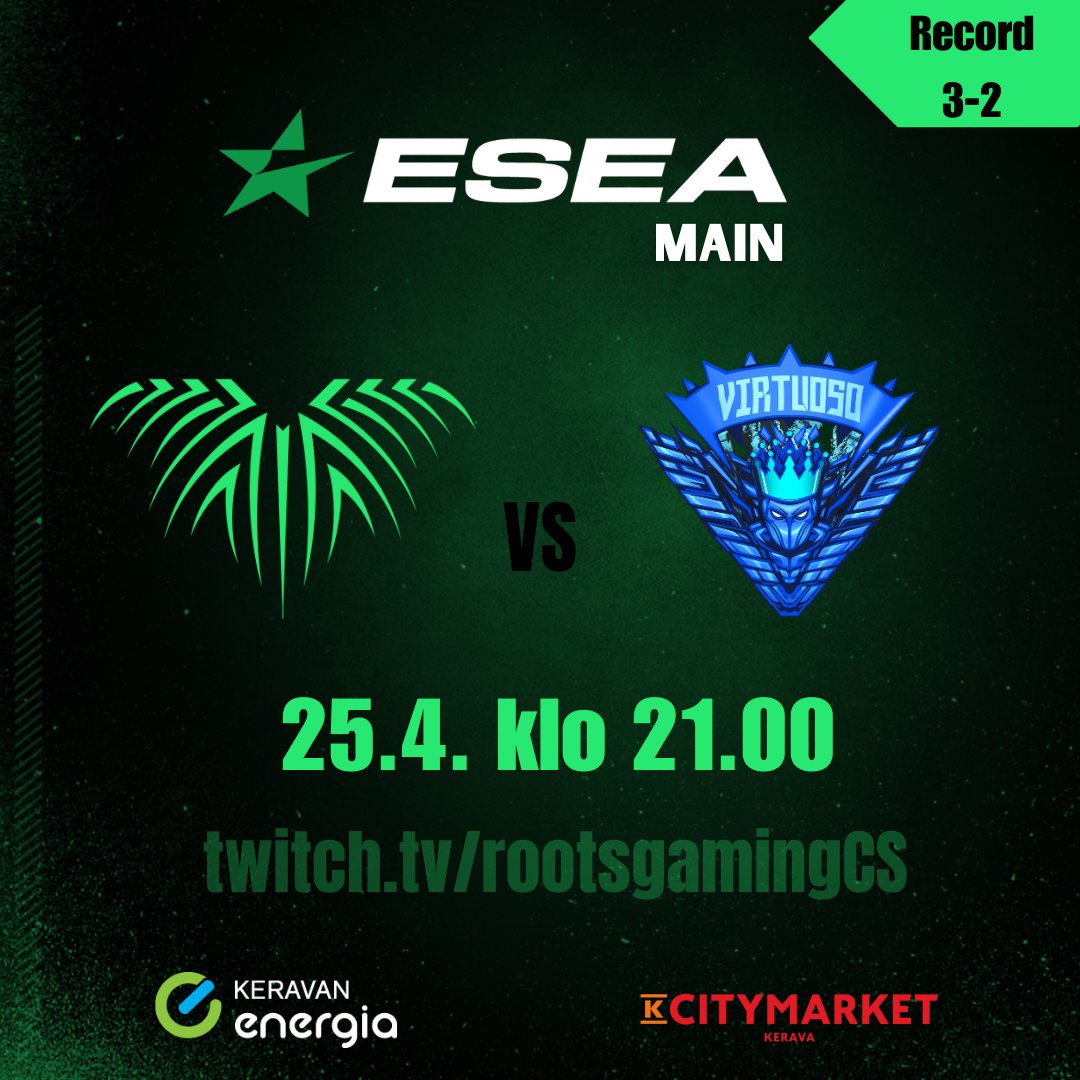 Pelipäivä! 🔥 Torstai on toivoa täynnä, tottakai tavoitteena voitto. 
Tervetuloa nauttimaan
⏰: 21.00
🎙️: @SamiKangas4 
📺: rootsgamingcs
#Rooting4Roots #esportsfi