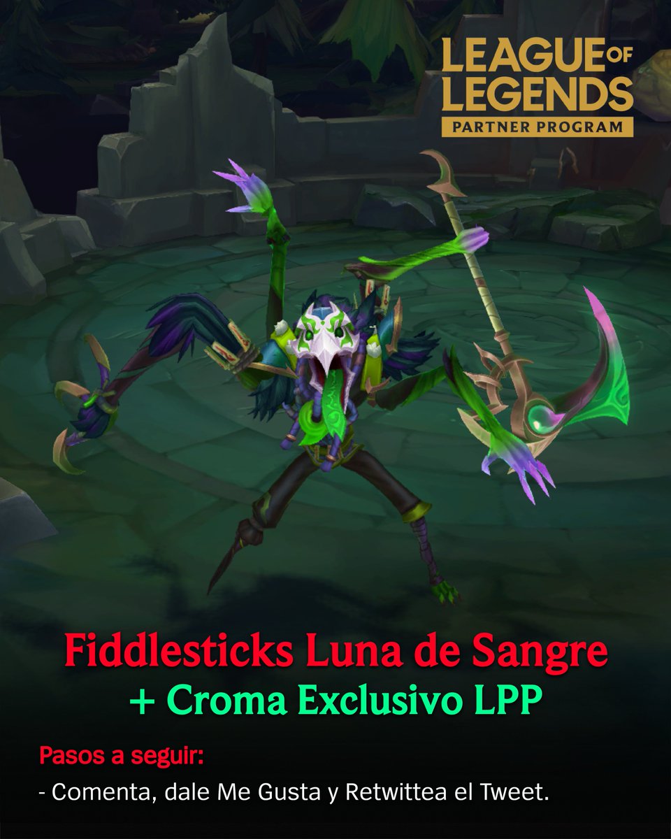 ritoope's tweet photo. ¡Códigos de Fiddlesticks Luna de Sangre! 🌔

Para cualquier región.

• Sigan los pasos que describe la imagen y ¡Mucha suerte a todos!

#LeagueOfLegends #LeaguePartner https://t.co/diftRNFMgq