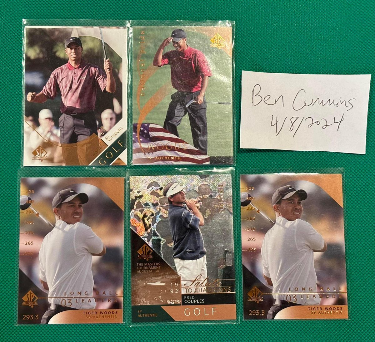 PigskinPC's tweet image. Stack Sale Post #153

$2 each or take all 5 for $6

▪️Tiger Woods 2003 UD SP Authentic, National Pride, and Long Ball Leaders x2
▪️Fred Couples 2003 UD SP Authentic numbered /1992

Comment Take and it’s yours! $1 PWE $5 BMWT. Stack until Wednesday 5/1 #StackAttack #TheHobbyFamily