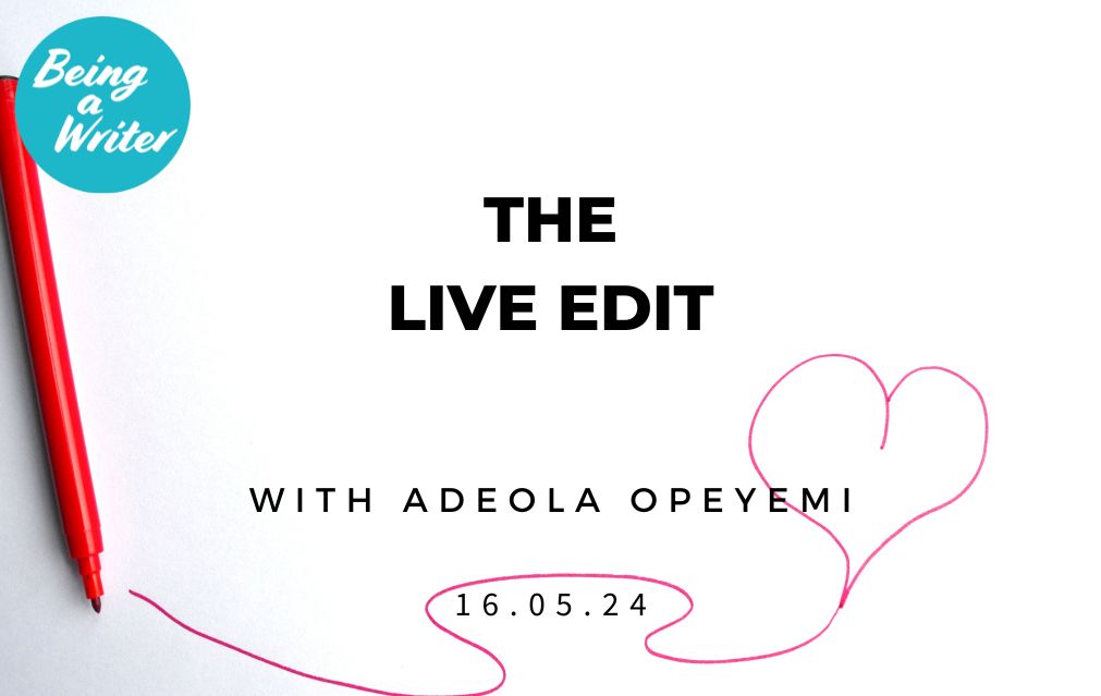 Exciting news! The Live Edit with @Adeola_opeyemi is back! Join us for an exclusive peek behind the scenes as we edit an excerpt from our member. Apply by 29.04.24 literaryconsultancy.co.uk/live-edit-may/ Only for Members. Get 30 days FREE here: literaryconsultancy.co.uk/being-a-writer/ #BeingAWriter