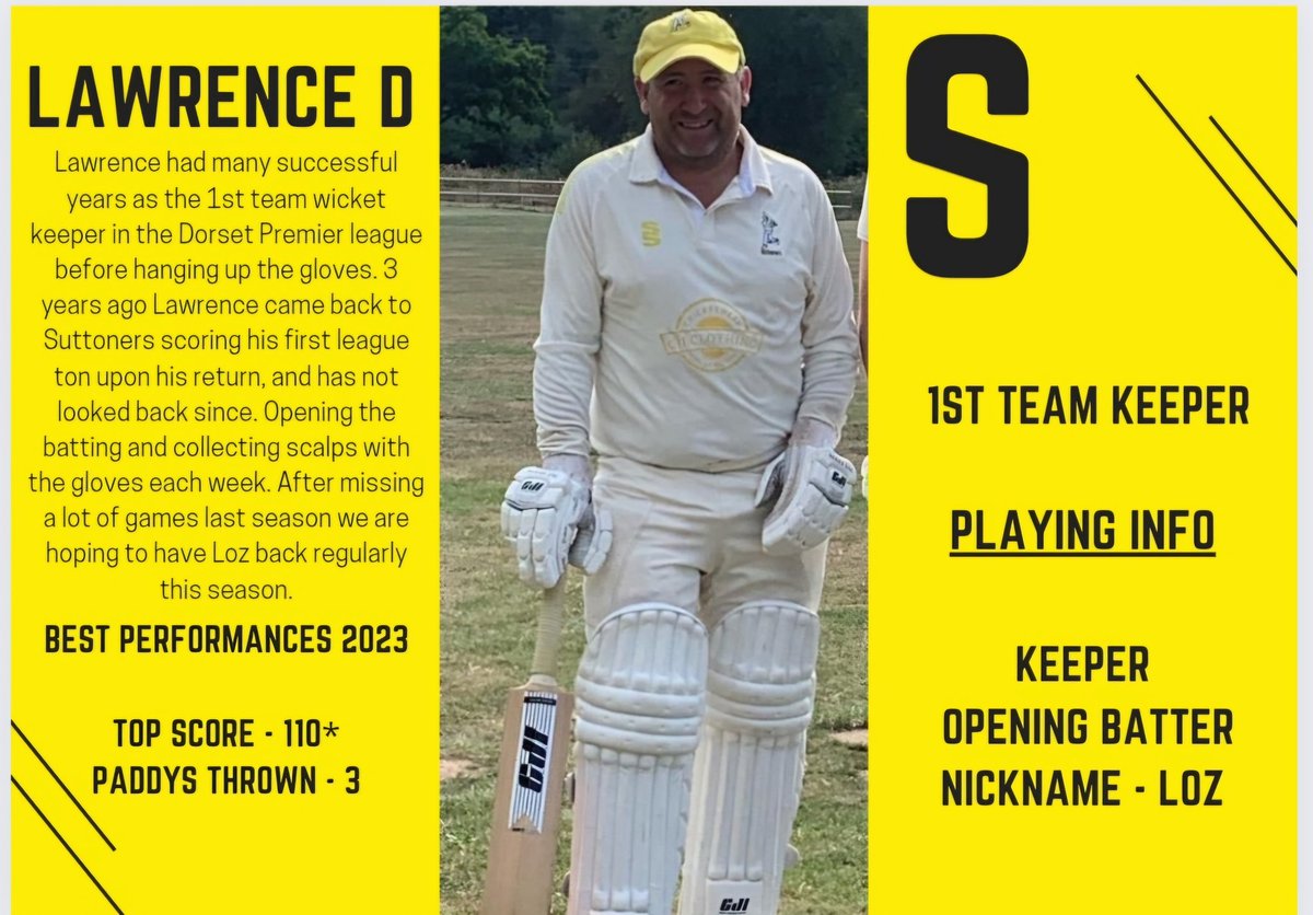 SuttonersCC's tweet photo. With the season so close, lets start meeting some of our regular characters #DHBA #UpTheYellows https://t.co/d0tUcnWvJ6