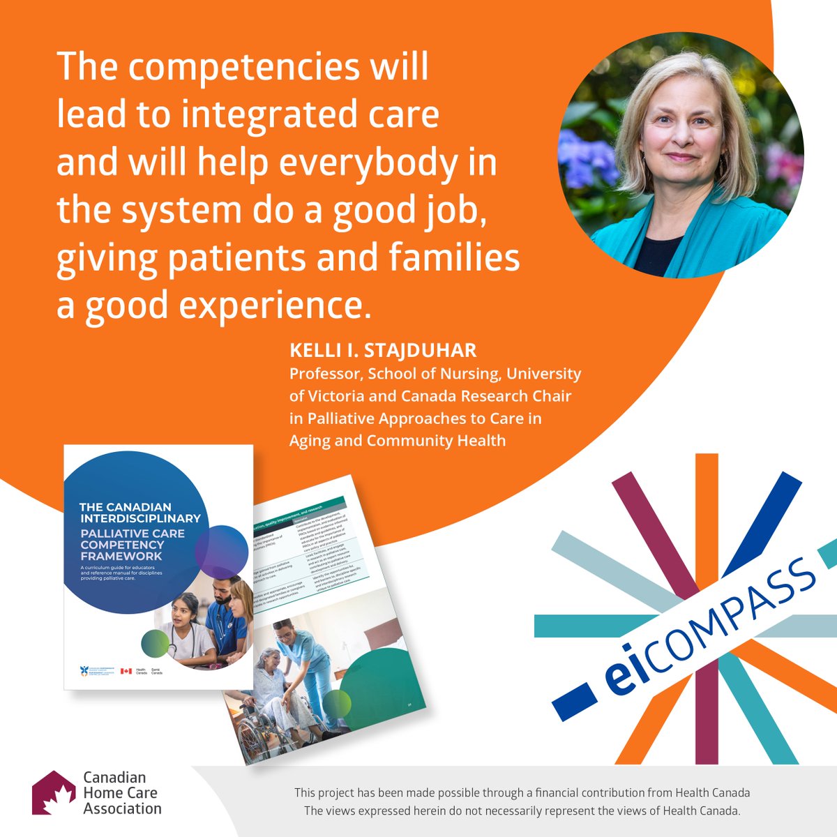 'Integrated care is the future.' says Kelli Stajduhar. The Canadian Interdisciplinary Palliative Care Competency Framework ensures patients and families receive the best possible experience. Read more palliative care experts’ views: cdnhomecare.ca/eicompass/#exp…